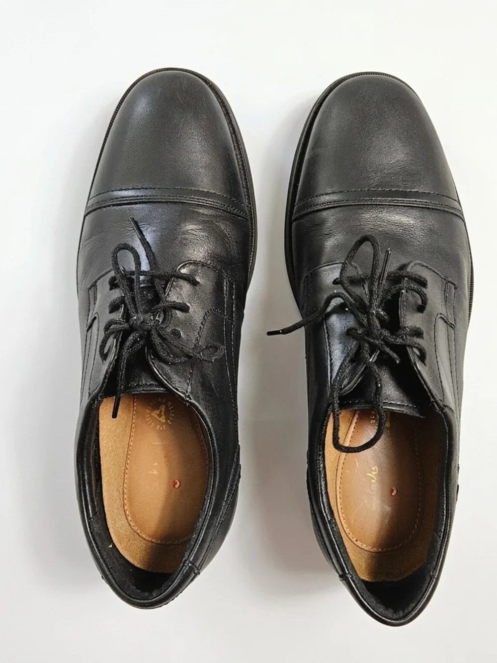 Clarks Black Leather Cap Toe Oxford Shoes